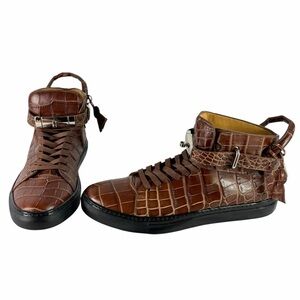 BUSCEMI 100MM Belt Weave Croc Leather Men's High Top Sneakers 44 - 11US